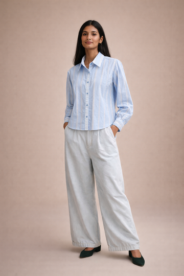 The Sky Blue Striped Button-Down D48