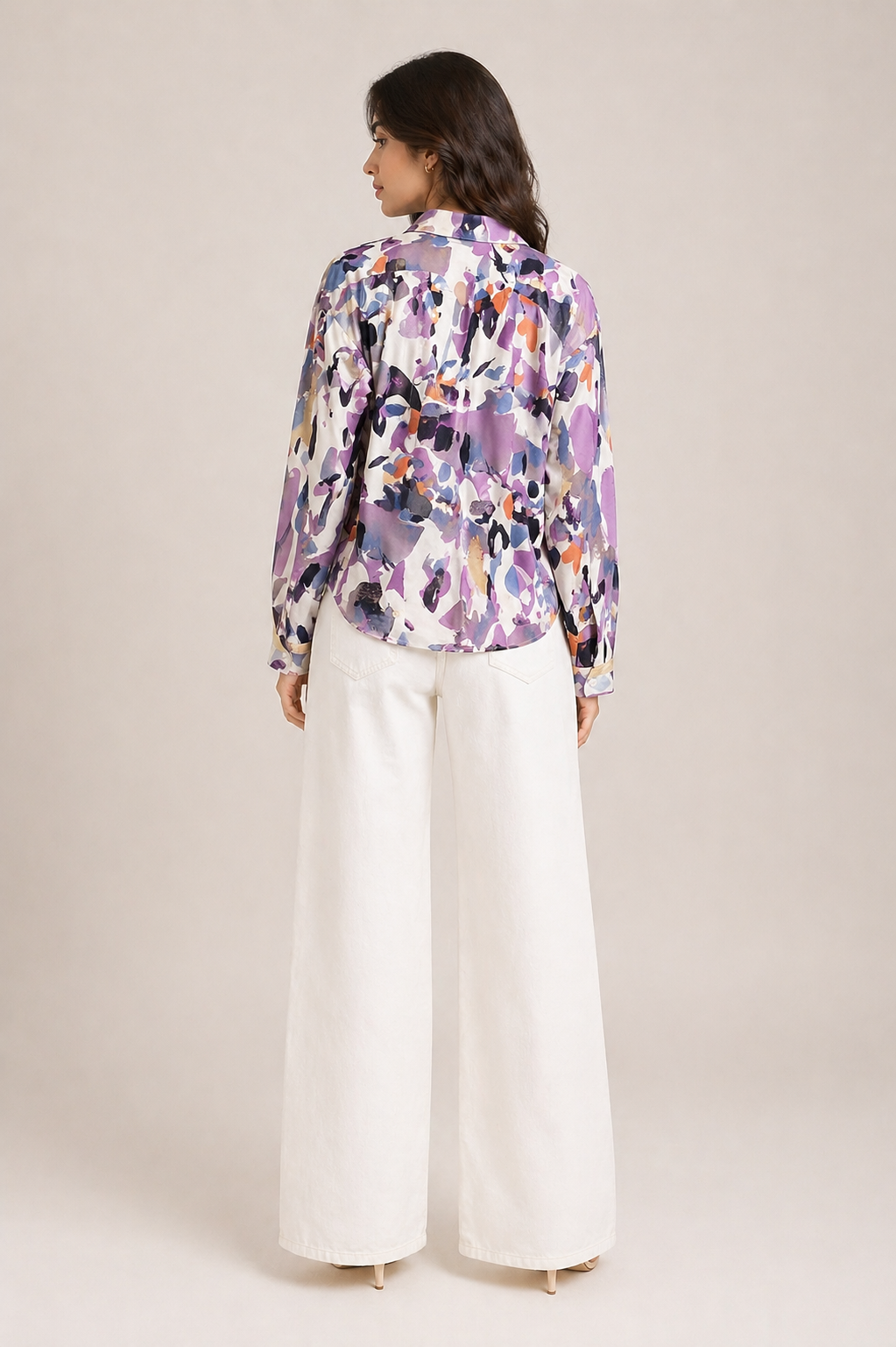 Women's Abstract Multi-Color Printed Button-Down Shirt D59