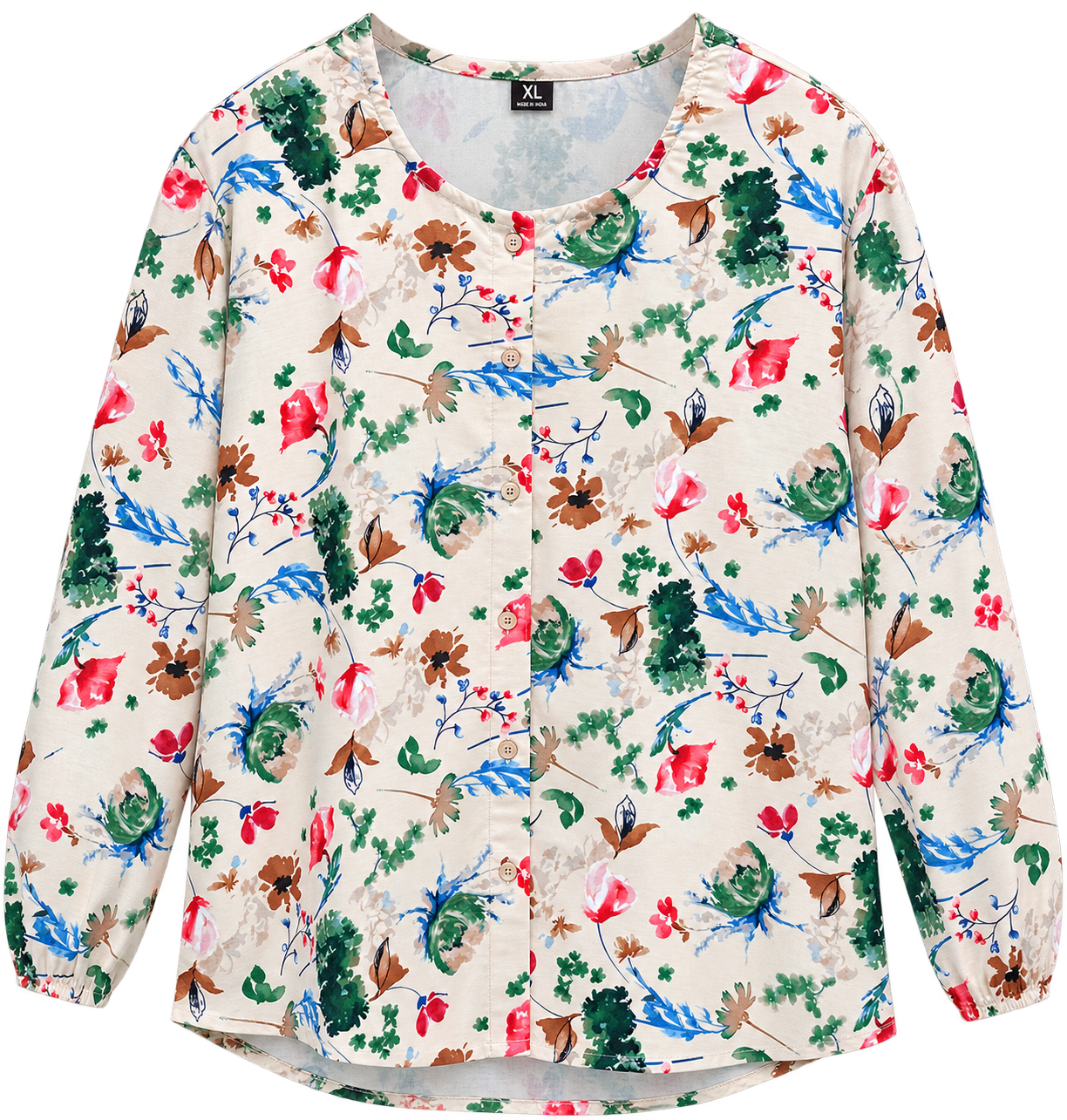 Floral Printed Casual Button-Up Top D81