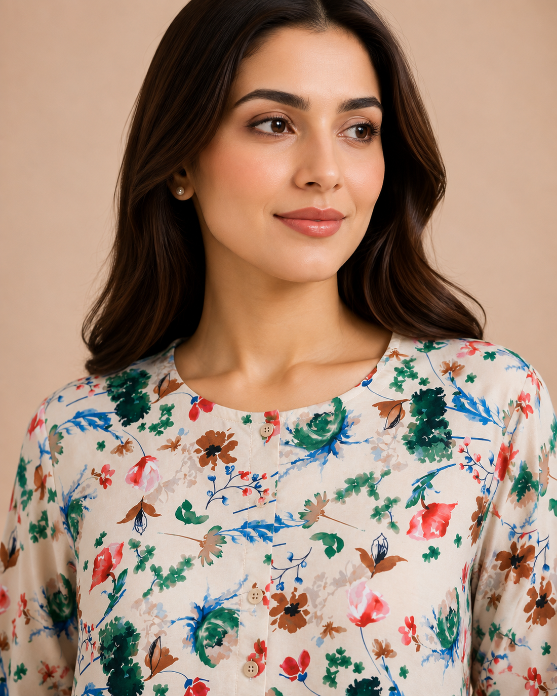 Floral Printed Casual Button-Up Top D81