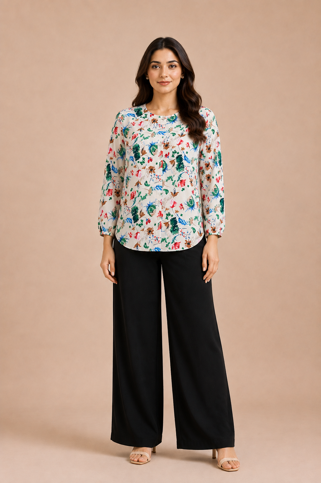 Floral Printed Casual Button-Up Top D81