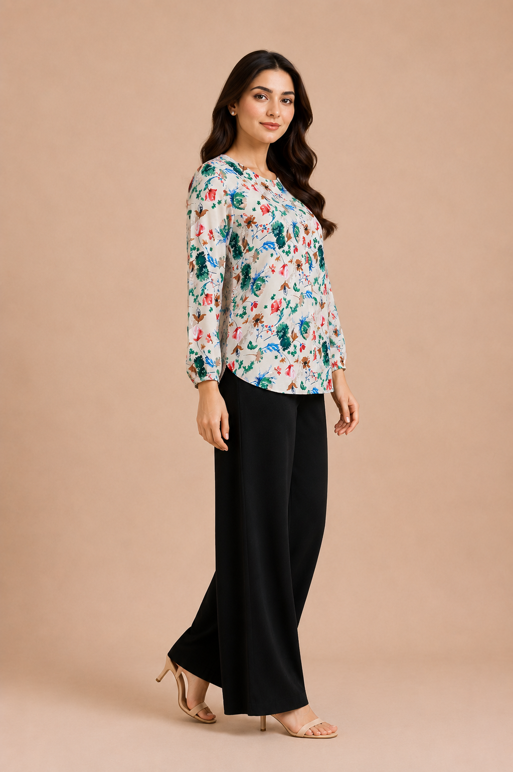 Floral Printed Casual Button-Up Top D81