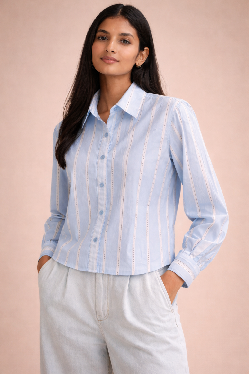The Sky Blue Striped Button-Down D48