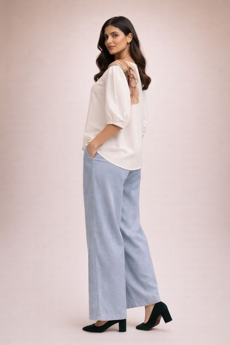 Women’s Printed Party wear Crop Top | Fancy Cotton Floral Shoulder Design D20