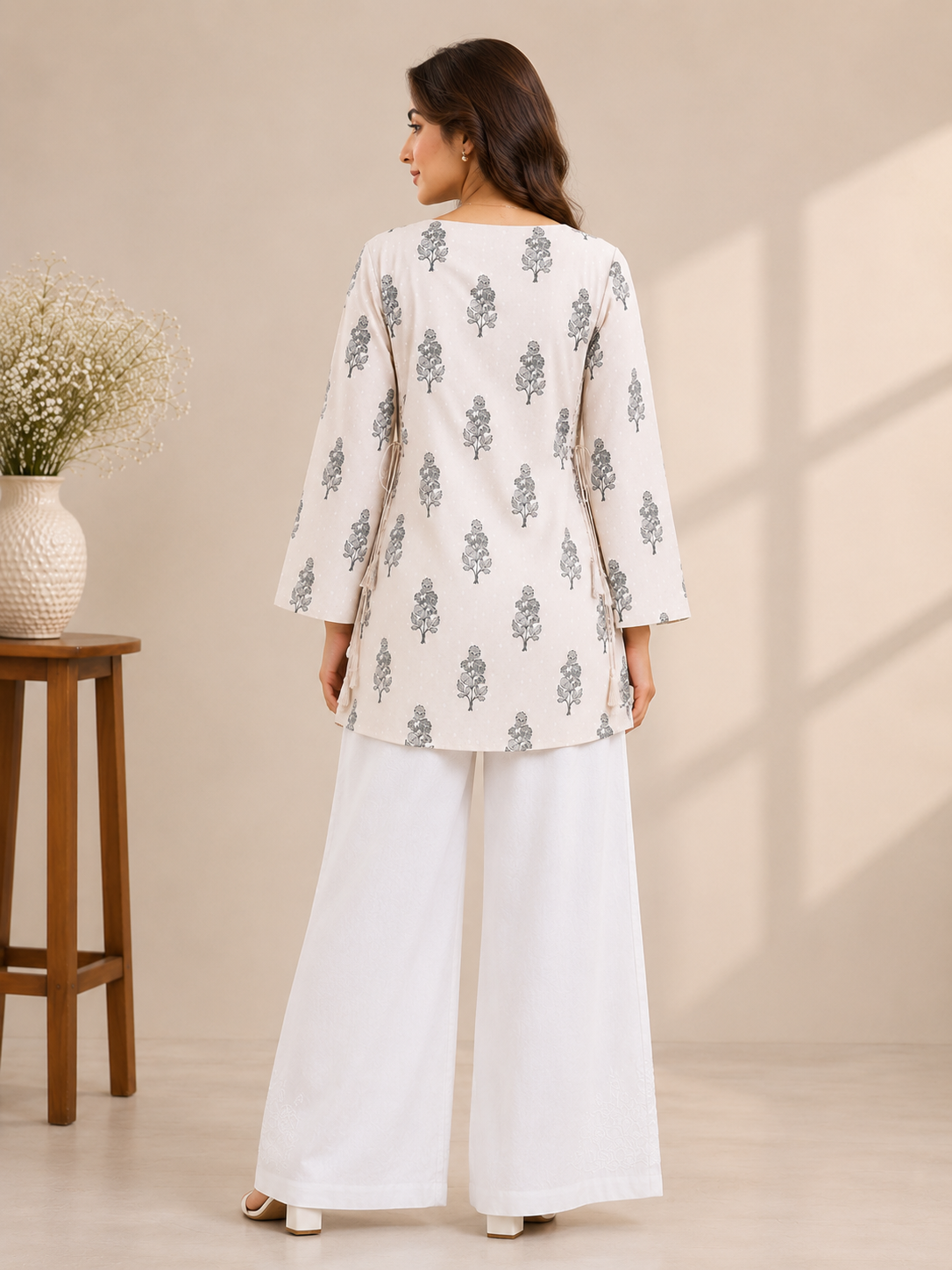 Women's Floral Print Side Tie Casual Top D78