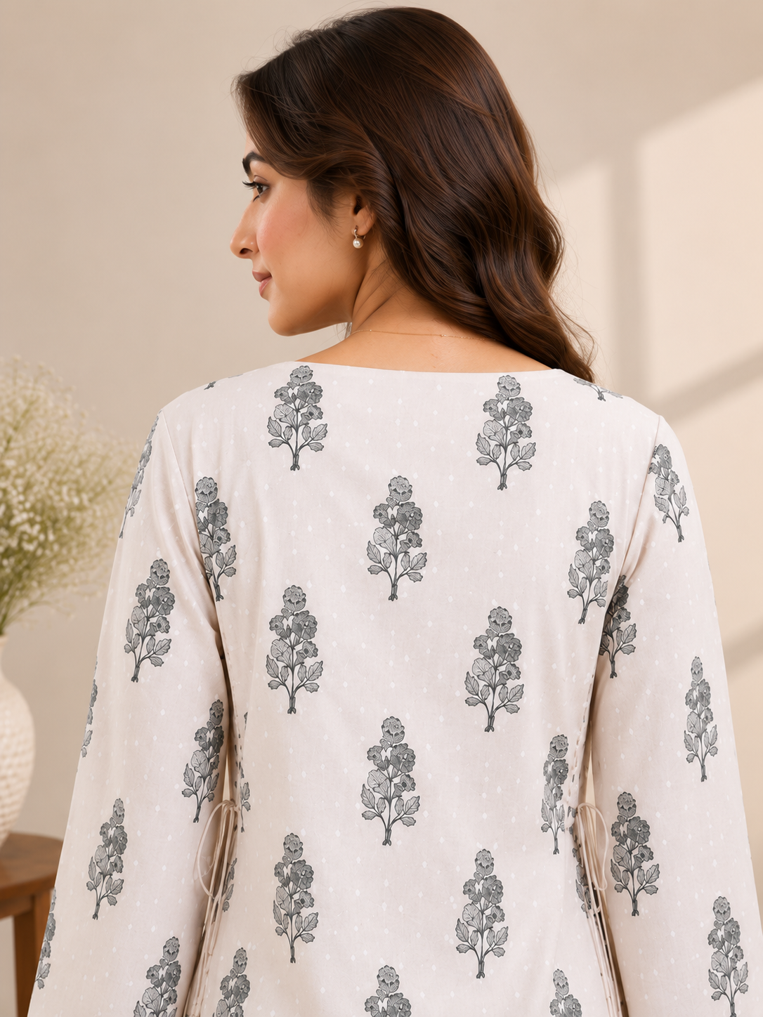 Women's Floral Print Side Tie Casual Top D78