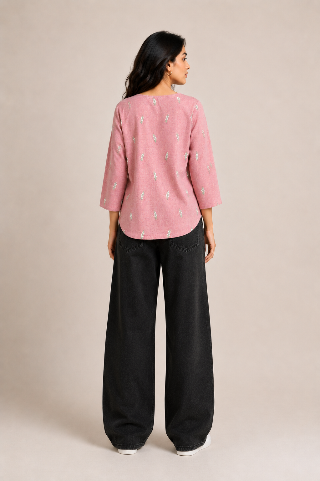 Rose Blush Embroidered Short Kurta D74
