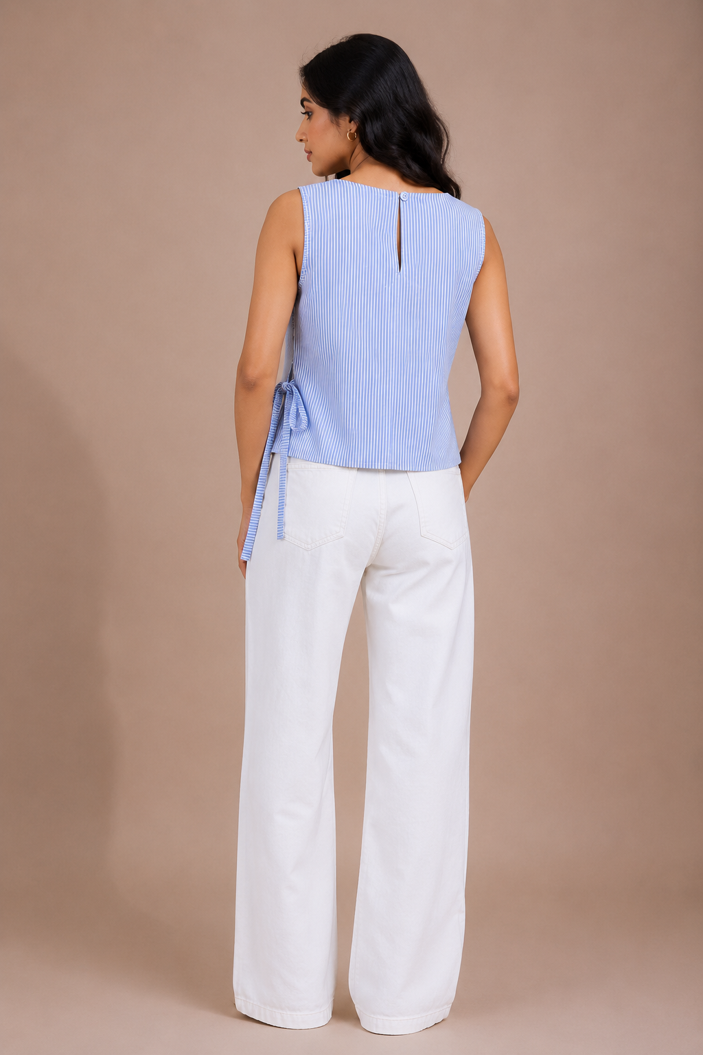 The Hampton Sleeveless Tie Blouse D67