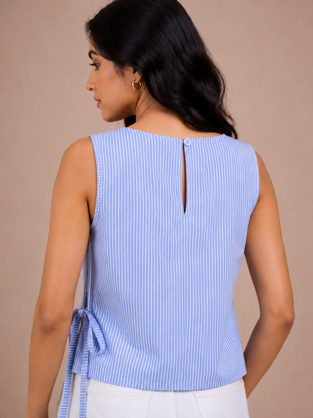 The Hampton Sleeveless Tie Blouse D67