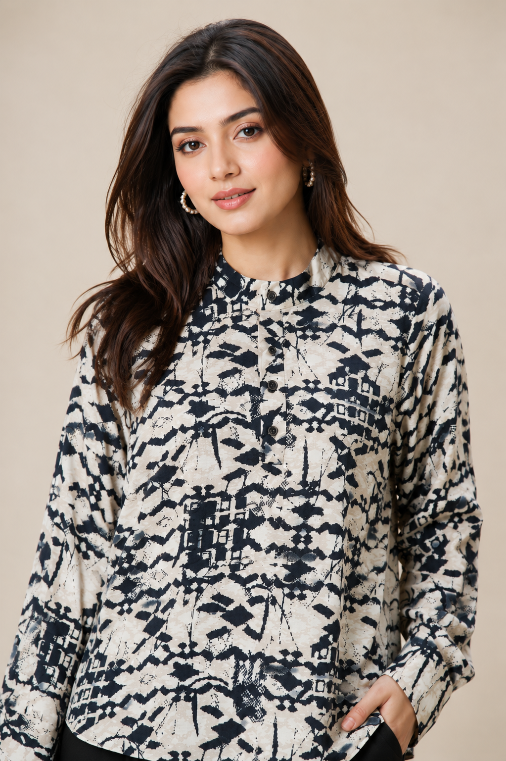 Artisanal Block-Print Inspired Fusion Tunic D63