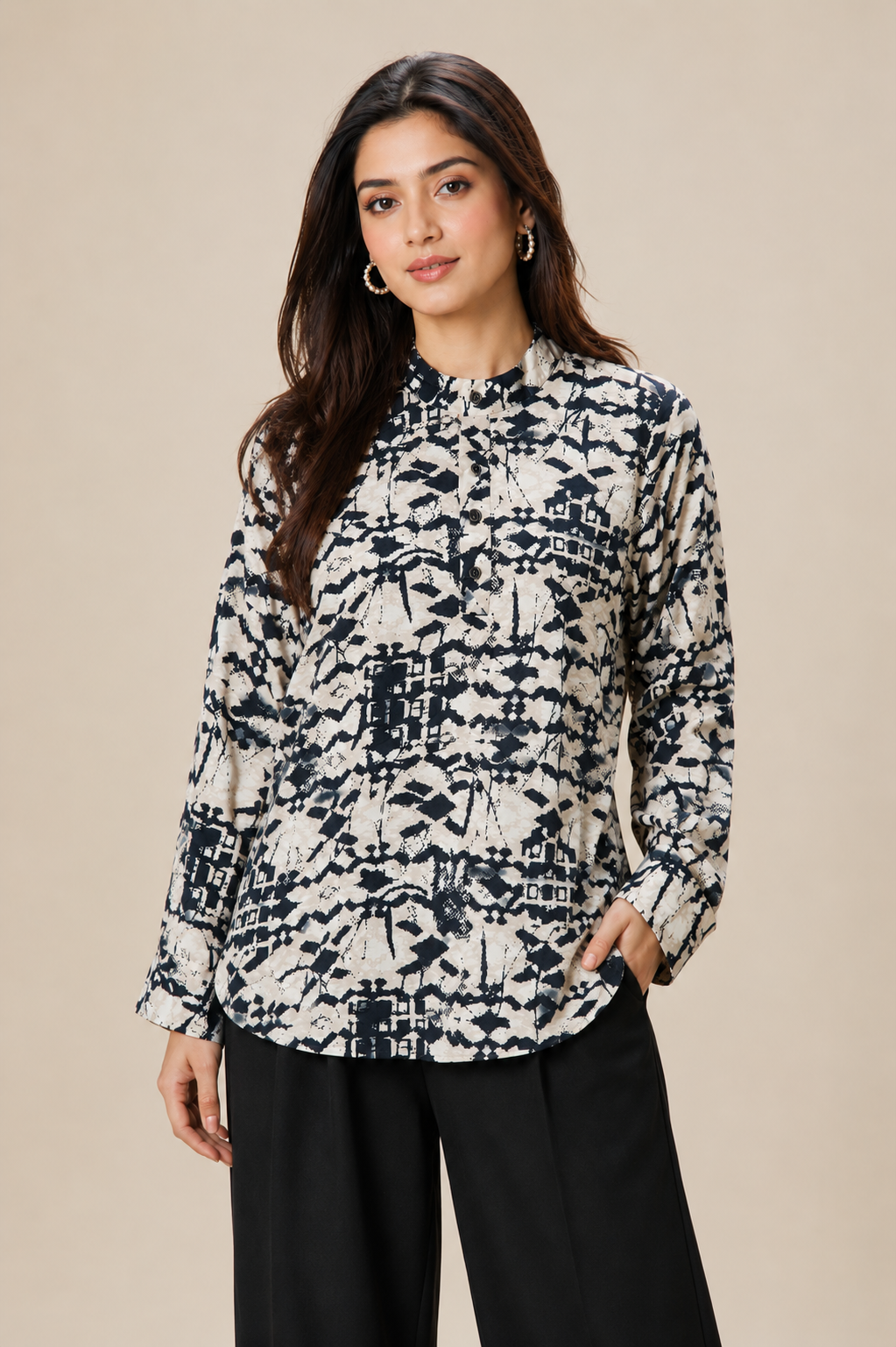 Artisanal Block-Print Inspired Fusion Tunic D63