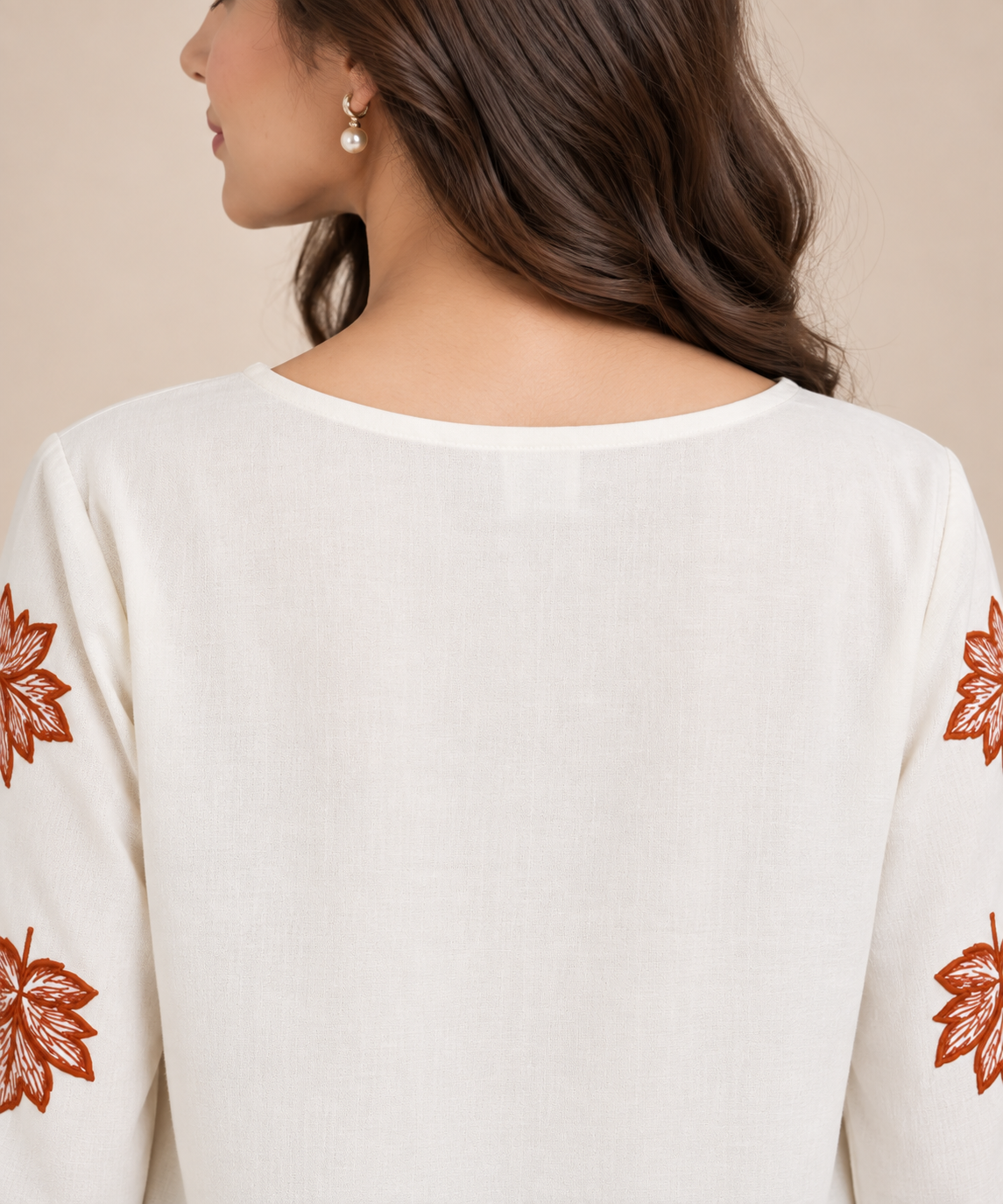 White Floral Printed Round Neck Top D84