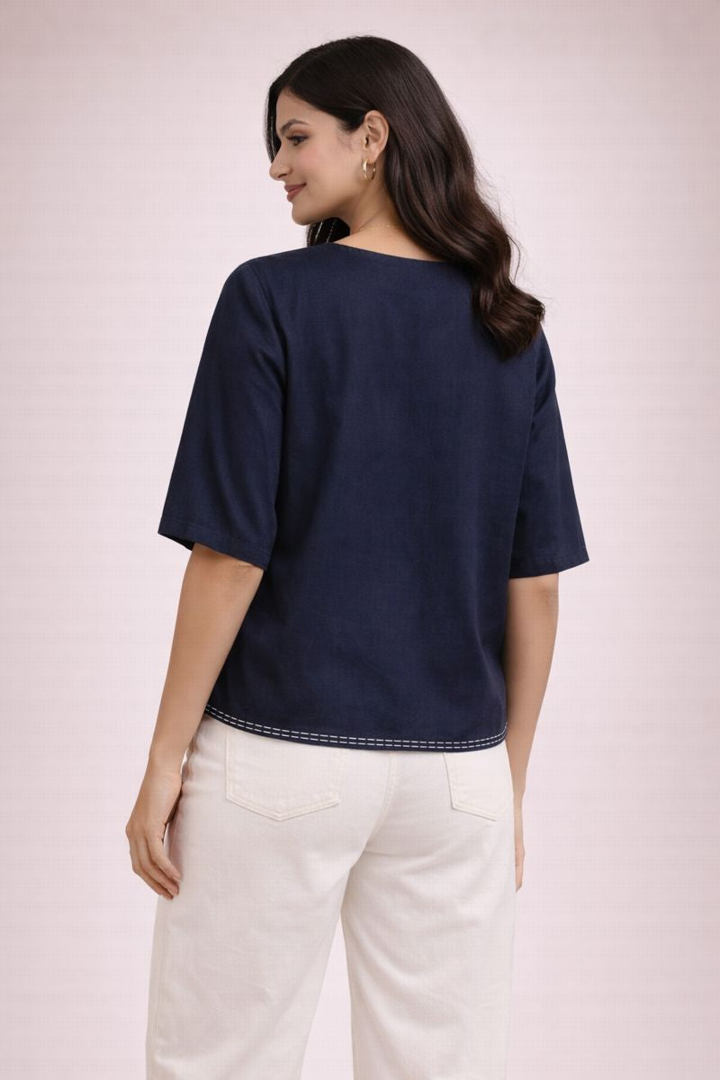 Women’s Contemporary Square Neck Printed Top D1