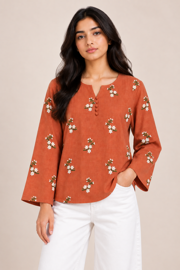 Stylish Floral Printed Women’s Top D85