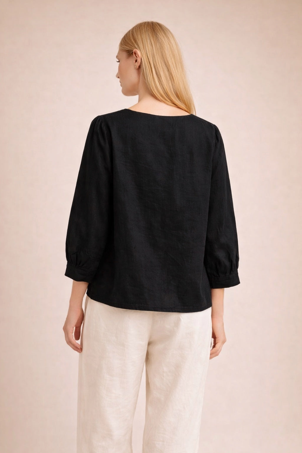 Chic Black Embroidered Top with Minimal Floral Work D11