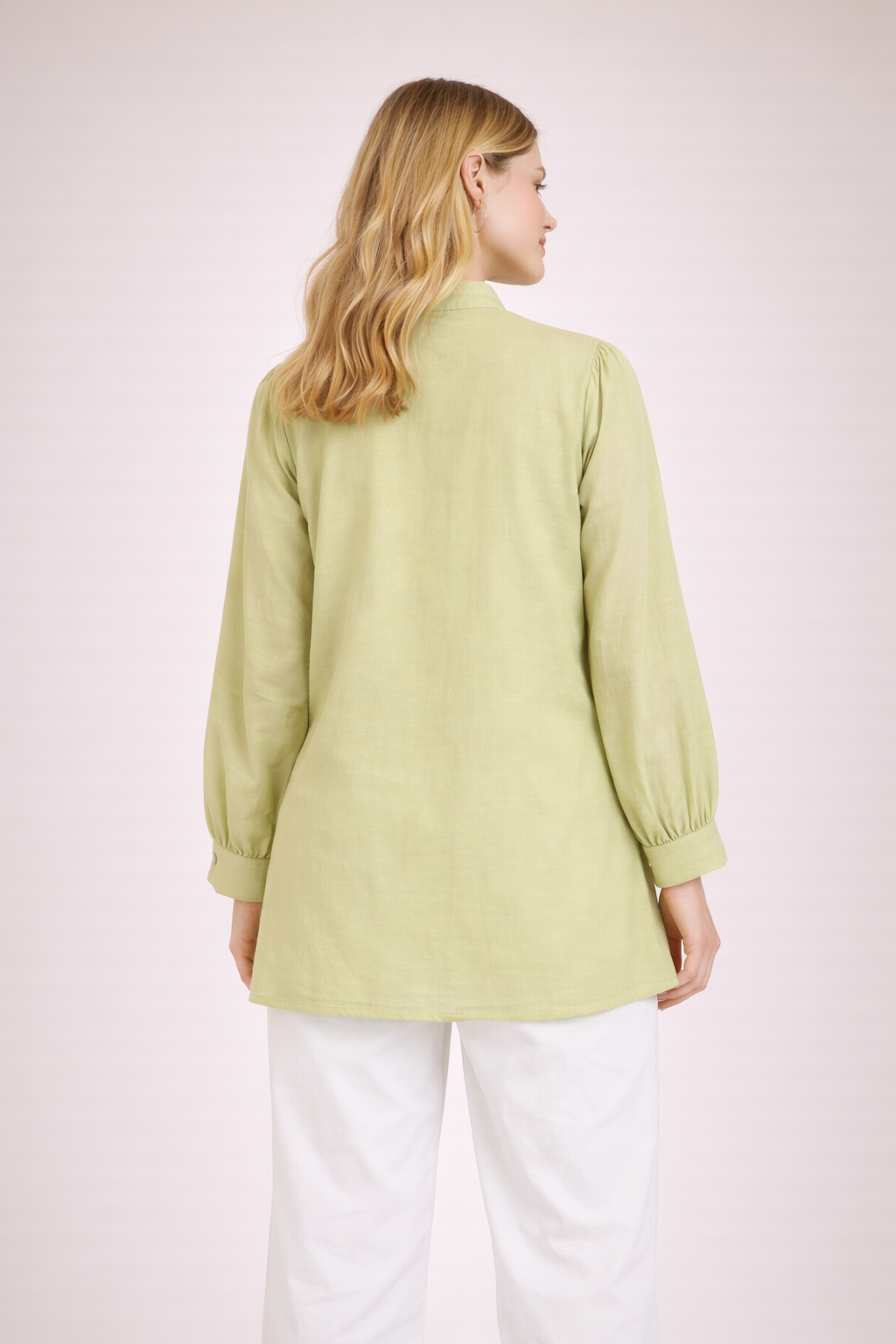 Light Green Straight Fit Tunic Top for Women D38