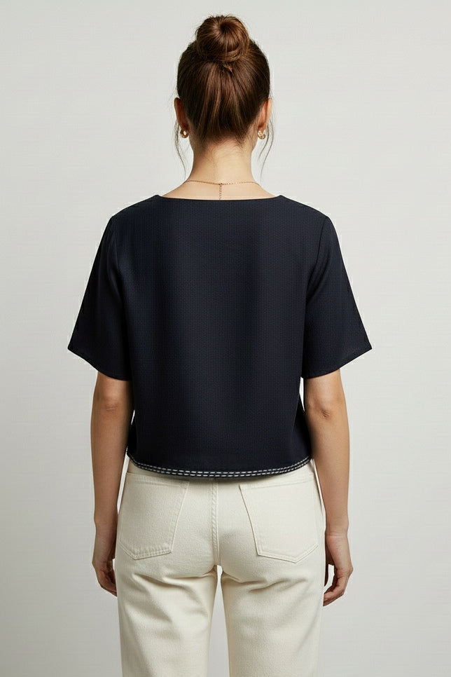 Women’s Contemporary Square Neck Printed Top D1