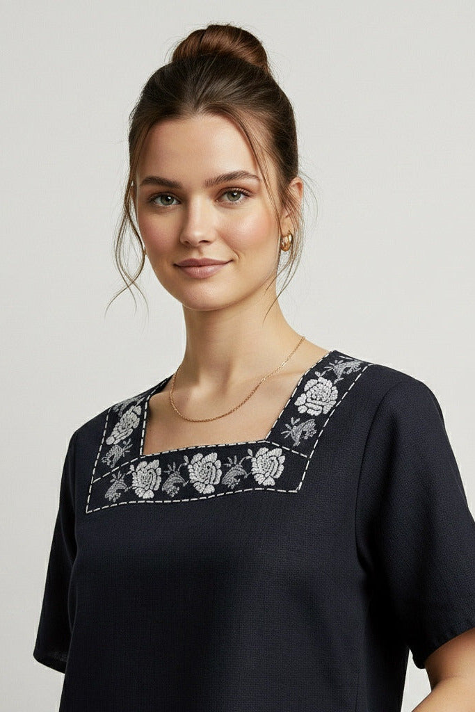 Women’s Contemporary Square Neck Printed Top D1