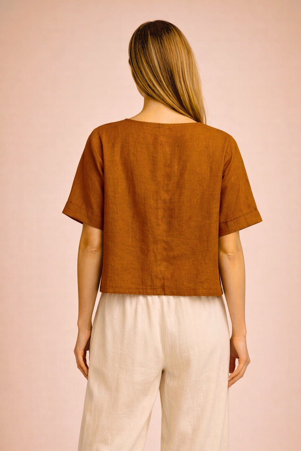 Women’s Premium Brown Top with White Thread Tree Embroidery D17