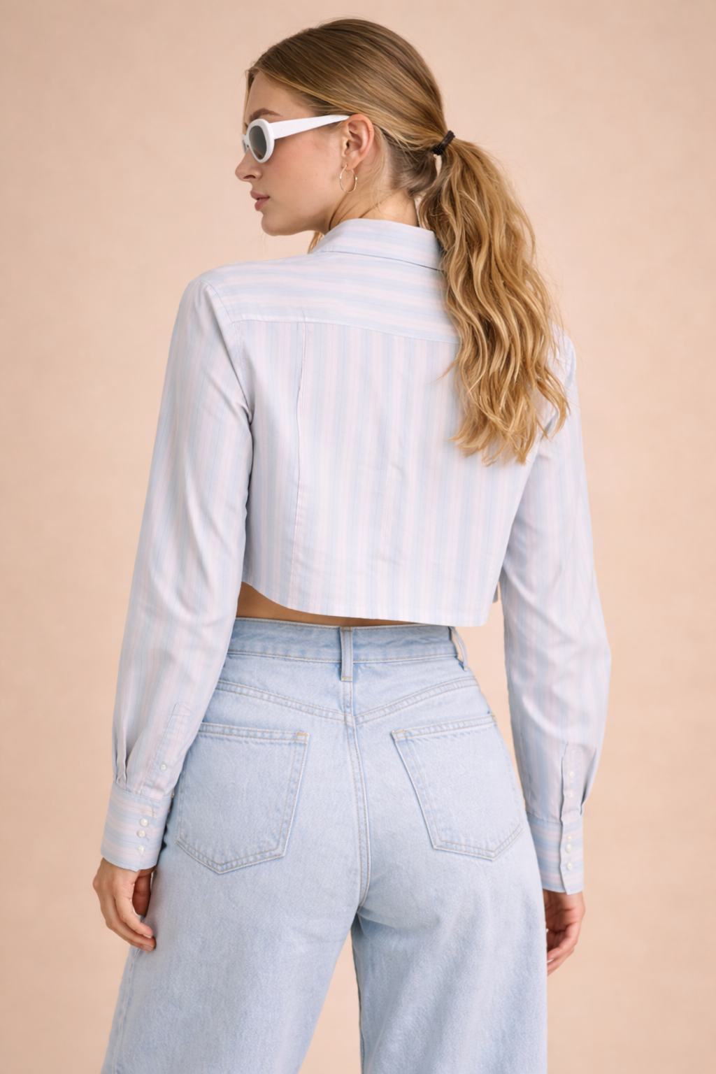 Refined Stripe Cotton Cropped Shirt – Modern Essential D45